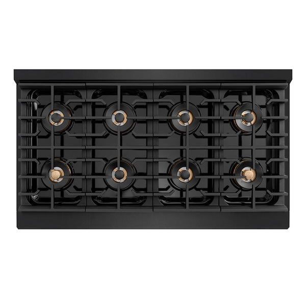 ZLINE 48 in. 6.7 cu. ft. Paramount Dual Fuel Range with 8 Burner DuoPro™ Cooktop and Dual Ovens in Black Stainless Steel (PSDRB-48)