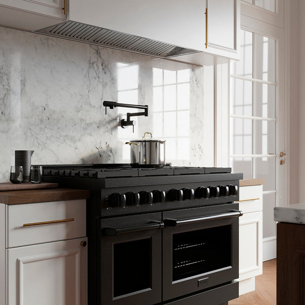 ZLINE 48 in. 6.7 cu. ft. Paramount Dual Fuel Range with 8 Burner DuoPro™ Cooktop and Dual Ovens in Black Stainless Steel (PSDRB-48)