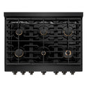 ZLINE 36 in. 5.2 cu. ft. Paramount Dual Fuel Range with Gas Cooktop and Electric Convection Oven in Black Stainless Steel with 6 Brass Burners (SDRB-BR-36)