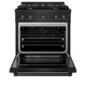 ZLINE 30 in. 4.2 cu. ft. Paramount Gas Range with 4 Burner Cooktop and Convection Gas Oven in Black Stainless Steel (SGRB2-30)