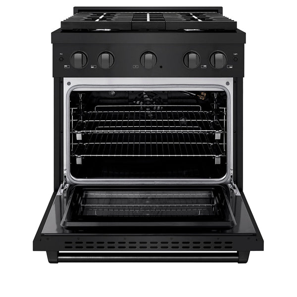 ZLINE 30 in. 4.2 cu. ft. Paramount Gas Range with 4 Burner Cooktop and Convection Gas Oven in Black Stainless Steel (SGRB2-30)