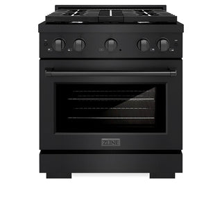 ZLINE 30 in. 4.2 cu. ft. Paramount Gas Range with 4 Burner Cooktop and Convection Gas Oven in Black Stainless Steel (SGRB2-30)