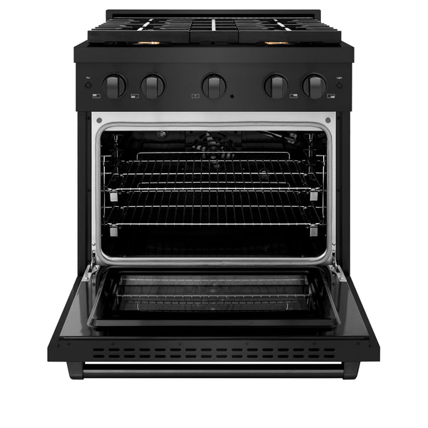 ZLINE 36 in. 5.2 cu. ft. Paramount Gas Range with Convection Gas Oven in Black Stainless Steel with 6 Brass Burners (SGRB-BR-36)