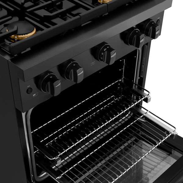ZLINE 36 in. 5.2 cu. ft. Paramount Gas Range with Convection Gas Oven in Black Stainless Steel with 6 Brass Burners (SGRB-BR-36)