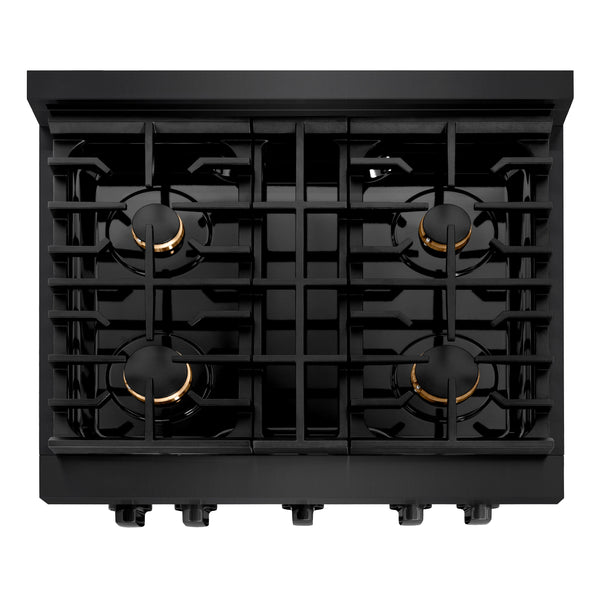 ZLINE 36 in. 5.2 cu. ft. Paramount Gas Range with Convection Gas Oven in Black Stainless Steel with 6 Brass Burners (SGRB-BR-36)