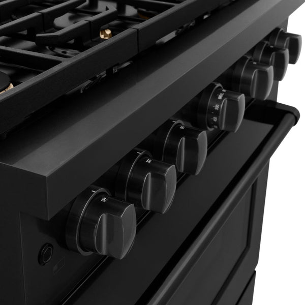 ZLINE 36 in. 5.2 cu. ft. 6 Burner Gas Range with Convection Gas Oven in Black Stainless Steel with Brass Burners (SGRB-BR-36)