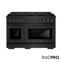 ZLINE 48 in. 6.7 cu. ft. Paramount Gas Range with 8 Burner DuoPro™ Cooktop and Dual Ovens in Black Stainless Steel (PSGRB-48)