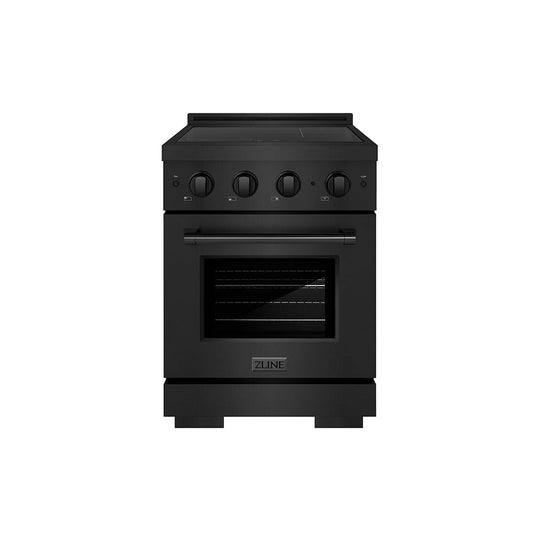 ZLINE 24 in. 3.2 cu. ft. Paramount Induction Range with 3 Element Cooktop and Electric Convection Oven in Black Stainless Steel (SINRB-24)