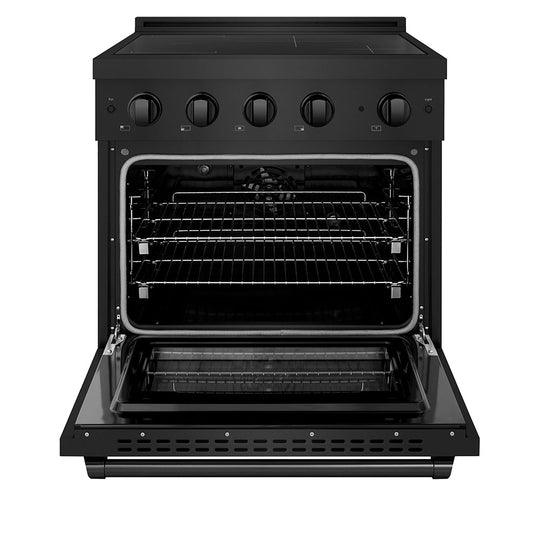 ZLINE 30 in. 4.2 cu. ft. Paramount Induction Range with 4 Element Cooktop and Electric Convection Oven in Black Stainless Steel (SINRB-30)