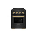 ZLINE Autograph Edition 24 in. 3.2 cu. ft. Paramount Induction Range with 3 Element Cooktop and Electric Convection Oven in Black Stainless Steel with Champagne Bronze Accents (SINRBZ-24-CB)