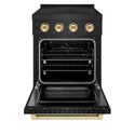ZLINE Autograph Edition 24 in. 3.2 cu. ft. Paramount Induction Range with 3 Element Cooktop and Electric Convection Oven in Black Stainless Steel with Polished Gold Accents (SINRBZ-24-G)