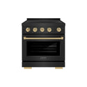 ZLINE Autograph Edition 30 in. 4.2 cu. ft. Paramount Induction Range with 4 Element Cooktop and Electric Convection Oven in Black Stainless Steel with Champagne Bronze Accents (SINRBZ-30-CB)