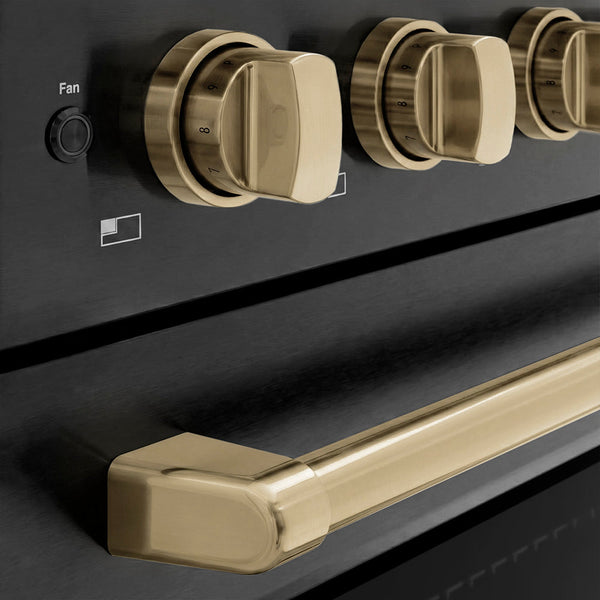 ZLINE Autograph Edition 30 in. 4.2 cu. ft. Paramount Induction Range with 4 Element Cooktop and Electric Convection Oven in Black Stainless Steel with Champagne Bronze Accents (SINRBZ-30-CB)