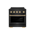 ZLINE Autograph Edition 30 in. 4.2 cu. ft. Paramount Induction Range with 4 Element Cooktop and Electric Convection Oven in Black Stainless Steel with Polished Gold Accents (SINRBZ-30-G)