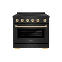 ZLINE Autograph Edition 36 in. 5.2 cu. ft. Paramount Induction Range with 5 Element Cooktop and Electric Convection Oven in Black Stainless Steel with Polished Gold Accents (SINRBZ-36-G)