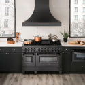 ZLINE 48 in. 6.0 cu. ft. Legacy Dual Fuel Range with 7 Burner Gas Cooktop and 2 Electric Ovens in Black Stainless Steel (RAB-48)