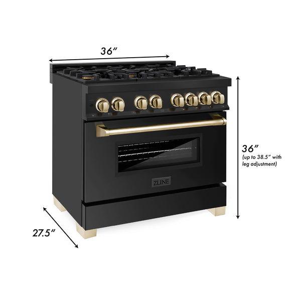 ZLINE 48" Dual Fuel Range in black stainless steel dimensions.