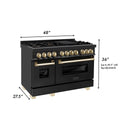 ZLINE 48" Dual Fuel Range in black stainless steel dimensions.