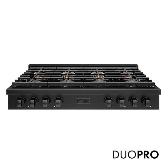 ZLINE 48 in. Paramount Gas Rangetop with 8 Burner DuoPro™ Cooktop in Black Stainless Steel (PSRTB-48)