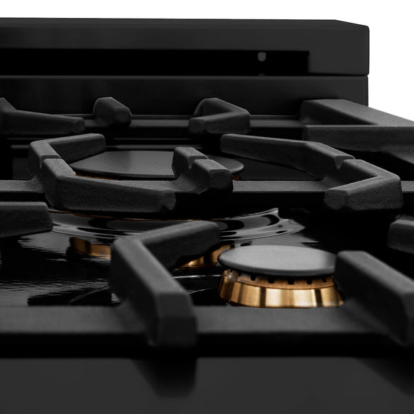 ZLINE Autograph Edition 48 in. 6.0 cu. ft. Legacy Dual Fuel Range with 7 Burner Gas Cooktop and 2 Electric Ovens in Black Stainless Steel and Champagne Bronze Accents (RABZ-48-CB)