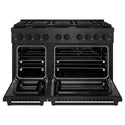 ZLINE 48 in. 6.7 cu. ft. Paramount Double Oven Dual Fuel Range with 8 Burner Gas Cooktop in Black Satin Stainless Steel (SDRBS-48)