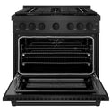 ZLINE 36 in. 5.2 cu. ft. Paramount Dual Fuel Range with Gas Cooktop and Electric Convection Oven in Black Satin Stainless Steel with 6 Brass Burners (SDRBS-BR-36)