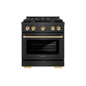 ZLINE Autograph Edition 30 in. 4.2 cu. ft. Paramount Dual Fuel Range with 4 Burner Gas Cooktop and Electric Convection Oven in Black Satin Stainless Steel with Polished Gold Accents (SDRBSZ-30-G)