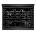 ZLINE Autograph Edition 30 in. 4.2 cu. ft. Paramount Dual Fuel Range with 4 Burner Gas Cooktop and Electric Convection Oven in Black Satin Stainless Steel with Polished Gold Accents (SDRBSZ-30-G)