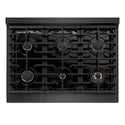 ZLINE Autograph Edition 36 in. 5.2 cu. ft. Paramount Dual Fuel Range with 6 Burner Gas Cooktop and Electric Convection Oven in Black Satin Stainless Steel with Polished Gold Accents (SDRBSZ-36-G)