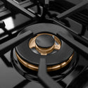 ZLINE Designer Collection 36 in. 5.2 cu. ft. Paramount Dual Fuel Range with 6 Burner Gas Cooktop and Electric Convection Oven in Black Satin Stainless Steel with Matte Black and Champagne Bronze Accents (SDRBSZ-36-MBCB)