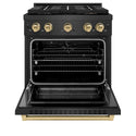 ZLINE Autograph Edition 30 in. 4.2 cu. ft. Paramount Dual Fuel Range with 4 Burner DuoPro™ Cooktop and Electric Convection Oven in Black Satin Stainless Steel and Champagne Bronze Accents (PSDRBSZ-30-CB)