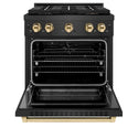 ZLINE Autograph Edition 30 in. 4.2 cu. ft. Paramount Dual Fuel Range with 4 Burner DuoPro™ Cooktop and Electric Convection Oven in Black Satin Stainless Steel and Polished Gold Accents (PSDRBSZ-30-G)