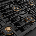 ZLINE Autograph Edition 36 in. 5.2 cu. ft. Paramount Dual Fuel Range with 6 Burner DuoPro™ Cooktop and Electric Convection Oven in Black Satin Stainless Steel and Polished Gold Accents (PSDRBSZ-36-G)