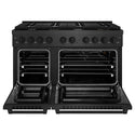 ZLINE 48 in. 6.7 cu. ft. Paramount Double Oven Gas Range with 8 Burner Cooktop in Black Satin Stainless Steel (SGRBS-48)
