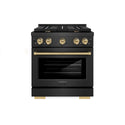 ZLINE Autograph Edition 30 in. 4.2 cu. ft. Paramount Gas Range with 4 Burner Cooktop and Convection Gas Oven in Black Satin Stainless Steel and Champagne Bronze Accents (SGRBSZ-30-CB)