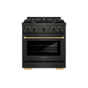 ZLINE Designer Collection 30 in. 4.2 cu. ft. Paramount Gas Range with 4 Burner Cooktop and Convection Gas Oven in Black Satin Stainless Steel with Matte Black and Champagne Bronze Accents (SGRBSZ-30-MBCB)