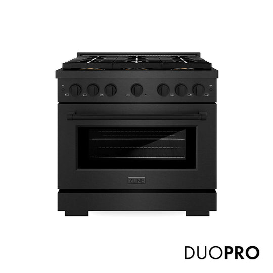 ZLINE 36 in. 5.2 cu. ft. Paramount Gas Range with 6 Burner DuoPro™ Cooktop and Convection Gas Oven in Black Satin Stainless Steel (PSGRBS-36)