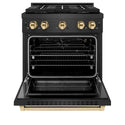 ZLINE Autograph Edition 30 in. 4.2 cu. ft. Paramount Gas Range with 4 Burner DuoPro™ Cooktop and Convection Gas Oven in Black Satin Stainless Steel and Polished Gold Accents (PSGRBSZ-30-G)
