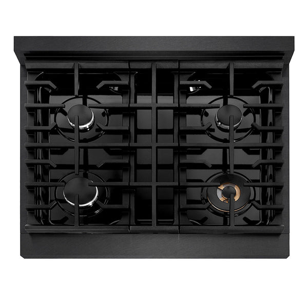 ZLINE 30 in. Paramount Gas Rangetop with 4 Burners and Porcelain Cooktop in Black Satin Stainless Steel (SRTBS-30)