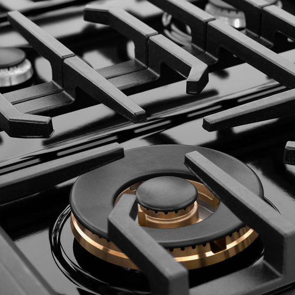 ZLINE 48 in. Paramount Gas Rangetop with 8 Burners and Porcelain Cooktop in Black Satin Stainless Steel (SRTBS-48)