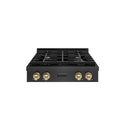 ZLINE Autograph Edition 30 in. Paramount Gas Rangetop with 4 Burners and Porcelain Cooktop in Black Satin Stainless Steel with Champagne Bronze Accents (SRTBSZ-30-CB)