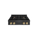 ZLINE Autograph Edition 30 in. Paramount Gas Rangetop with 4 Burners and Porcelain Cooktop in Black Satin Stainless Steel with Polished Gold Accents (SRTBSZ-30-G)