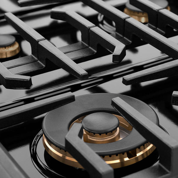 ZLINE Designer Collection 36 in. Paramount Gas Rangetop with 6 Burners in Black Satin Stainless Steel with Matte Black and Champagne Bronze Accents (SRTBSZ-36-MBCB)