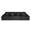 ZLINE Designer Collection 48 in. Paramount Gas Rangetop with 8 Burners in Black Satin Stainless Steel with Matte Black and Champagne Bronze Accents (SRTBSZ-48-MBCB)