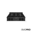 ZLINE 30 in. Paramount Gas Rangetop with 4 Burner DuoPro™ Cooktop in Black Satin Stainless Steel (PSRTBS-30)