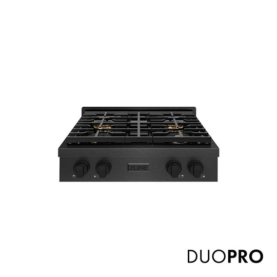 ZLINE 30 in. Paramount Gas Rangetop with 4 Burner DuoPro™ Cooktop in Black Satin Stainless Steel (PSRTBS-30)