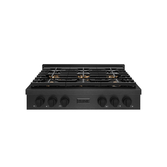ZLINE 36 in. Paramount Gas Rangetop with 6 Burner DuoPro™ Cooktop in Black Satin Stainless Steel (PSRTBS-36)