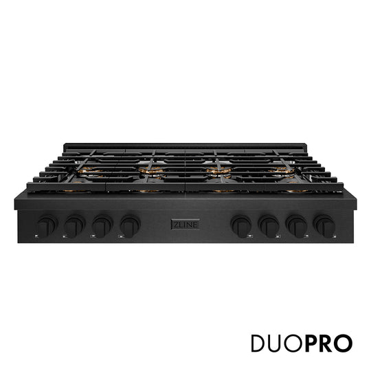 ZLINE 48 in. Paramount Gas Rangetop with 8 Burner DuoPro™ Cooktop in Black Satin Stainless Steel (PSRTBS-48)