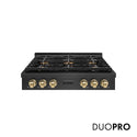 ZLINE Autograph Edition 36 in. Paramount Gas Rangetop with 6 Burner DuoPro™ Cooktop in Black Satin Stainless Steel and Champagne Bronze Accents (PSRTBSZ-36-CB)