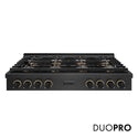 ZLINE Designer Collection 48 in. Paramount Gas Rangetop with 8 Burner DuoPro™ Cooktop in Black Satin Stainless Steel with Matte Black and Champagne Bronze Accents (PSRTBSZ-48-MBCB)